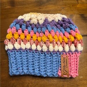 Colorful Crochet Bun Beanie